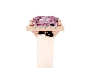 Fancy Pink Princess Cut Diamond Halo Ring Set in Rose gold with Cathedral Band and Prong Setting