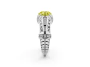 Fancy Yellow Round Cut Diamond Vintage-Inspired Milgrain Ring Set in Platinum with Accent Split Shank