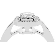 Emerald Cut Framed Halo Engagement Ring Setting | Graduated Pavé Band | Sterling Silver