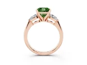 Princess Cut 3-Stone Engagement Ring Setting for a Fancy Green Lab-Grown Diamond | Rose Gold