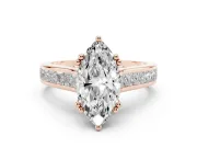 Marquise Cut Diamond Channel Set Solitaire Engagement Ring Set in Rose gold with Prong Setting
