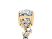 Radiant Cut Scattered Accent Engagement Ring Setting | Slim Band | Yellow Gold