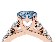 Heart-Shaped Graduated Engagement Ring Setting for a Fancy Blue Lab-Grown Diamond | Rose Gold