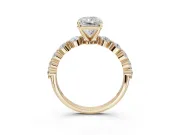 Radiant Cut Graduated Side Stone Engagement Ring Setting | Individually Seated | Yellow Gold