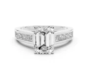 Emerald Cut Channel Set Engagement Ring Setting | Princess Cut Accents | Platinum