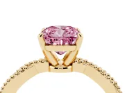 Cushion Cut Twisted Engagement Ring Setting for a Fancy Pink Lab-Grown Diamond | Beaded Twist | Yellow Gold