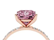 Princess Cut Pave Engagement Ring Setting for a Fancy Pink Lab-Grown Diamond | Slim Band | Rose Gold