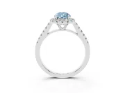 Pear-Shaped Raised Halo Engagement Ring Setting for a Fancy Blue Lab-Grown Diamond | Platinum