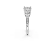 Princess Cut Three Stone Engagement Ring Setting | Tapered Pave Band | Platinum