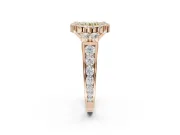 Round Halo Engagement Ring Setting for a Fancy Yellow Lab-Grown Diamond | Side Clusters | Rose Gold