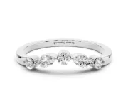 Round and Marquise Diamond Half Eternity Band Set in Platinum with Alternating Prong Setting