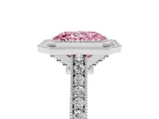 Radiant Cut Vintage Milgrain Halo Engagement Ring Setting for a Fancy Pink Lab-Grown Diamond | Bezel Head | Platinum