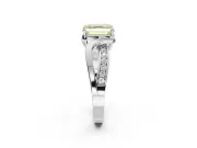 Asscher Cut Bypass Solitaire Engagement Ring Setting for a Fancy Yellow Lab-Grown Diamond | Pavé Strands | White Gold