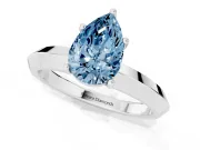 Pear-Shaped Knife-Edge Engagement Ring Setting for a Fancy Blue Lab-Grown Diamond | White Gold