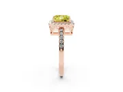 Princess Cut Halo Engagement Ring Setting for a Fancy Yellow Lab-Grown Diamond | Shared Prong Pavé Band | Rose Gold