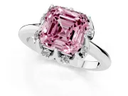 Asscher Cut Petal Halo Engagement Ring Setting for a Fancy Pink Lab-Grown Diamond | Platinum