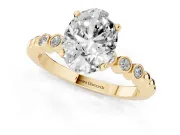 Oval Beaded Solitaire Engagement Ring Setting | Bezel Accents | Yellow Gold