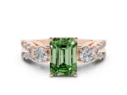 Emerald Cut Three Stone Engagement Ring Setting for a Fancy Green Lab-Grown Diamond | Rose Gold