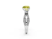 Fancy Yellow Three-Stone Heart Cut Diamond Twist Band Ring Set in Silver with Pavé Accents and Prong Setting