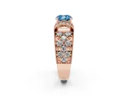 Cushion Cut Vintage Pave Engagement Ring Setting for a Fancy Blue Lab-Grown Diamond | Milgrain Edges | Rose Gold