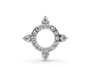 Round Lab-Grown Diamond Pavé Open Circle Pendant Necklace | Compass Accents | White Gold