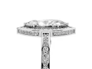 Marquise Cut Diamond Halo Pavé Split Shank Ring Set in Silver with Prong Setting