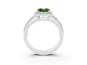 Asscher Cut Halo Engagement Ring Setting for a Fancy Green Lab-Grown Diamond | Pave Split Shank | Sterling Silver