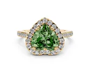 Heart-Shaped Halo Engagement Ring Setting for a Fancy Green Lab-Grown Diamond | Tapered Band | Yellow Gold