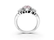 Oval Three Stone Engagement Ring Setting for a Fancy Pink Lab-Grown Diamond | Pavé Split Shank | Sterling Silver