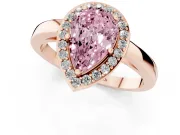 Pear-Shaped Thin Halo Engagement Ring Setting for a Fancy Pink Lab-Grown Diamond | Slim Plain Band | Rose Gold