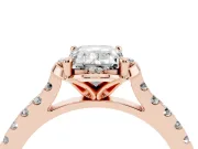 Emerald Cut Floral Petal Engagement Ring Setting | Petal Accents | Rose Gold