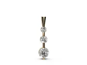 Round Lab-Grown Diamond Graduated Three-Stone Bar Pendant Necklace | Tapered Bail | Yellow Gold