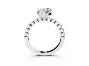 Heart Cut Diamond Solitaire Engagement Ring Set in Platinum with Bezel Accents on Beaded Band