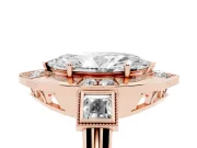 Marquise Milgrain Sectioned Halo Engagement Ring Setting | Square-Framed Sides | Rose Gold