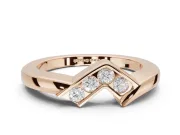 Round Lab-Grown Diamond Channel Set Chevron Wedding Band | V Front | Rose Gold