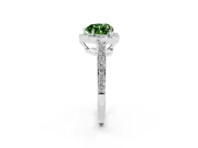 Fancy Green Heart Cut Diamond Halo Pavé Engagement Ring Set in Platinum with Bezel Setting