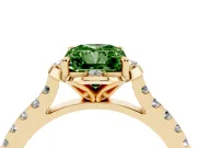 Radiant Cut Floral Petal Engagement Ring Setting for a Fancy Green Lab-Grown Diamond | Petal Accents | Yellow Gold