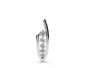 Round Lab-Grown Diamond Graduated Bar Set Curved Pendant Necklace | Open U Frame | White Gold