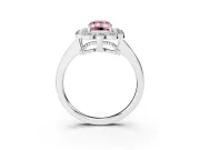 Emerald Cut Scalloped Cluster Halo Engagement Ring Setting for a Fancy Pink Lab-Grown Diamond | Plain Band | White Gold