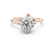 Cushion Cut Bypass Solitaire Engagement Ring Setting | Plain Band | Rose Gold