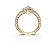 Pear-Shaped Milgrain Halo Engagement Ring Setting for a Fancy Blue Lab-Grown Diamond | Wide Pavé Band | Yellow Gold