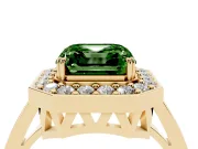 Asscher Cut Halo Engagement Ring Setting for a Fancy Green Lab-Grown Diamond | Polished Halo Rim | Yellow Gold