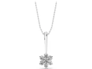 Round Lab-Grown Diamond Flower Cluster Pendant Necklace | Grooved Bail | White Gold
