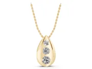 Round Lab-Grown Diamond Graduated Bezel Teardrop Pendant Necklace | Fluted Sides | Yellow Gold