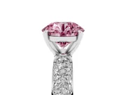 Round Domed Pavé Engagement Ring Setting for a Fancy Pink Lab-Grown Diamond | White Gold