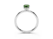 Fancy Green Emerald Cut Diamond Solitaire Ring Set in Platinum with Thin Band and Prong Setting