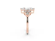 Marquise Cluster Side Stone Engagement Ring Setting | Plain Band | Rose Gold