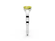 Fancy Yellow Radiant Cut Diamond Solitaire Engagement Ring Set in Silver with Prong Setting and Tapered Band