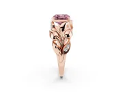 Asscher Cut Leaf Bypass Engagement Ring Setting for a Fancy Pink Lab-Grown Diamond | Rose Gold