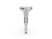 Radiant Cut Halo Side Cluster Engagement Ring Setting | Graduated Channel Band | Sterling Silver